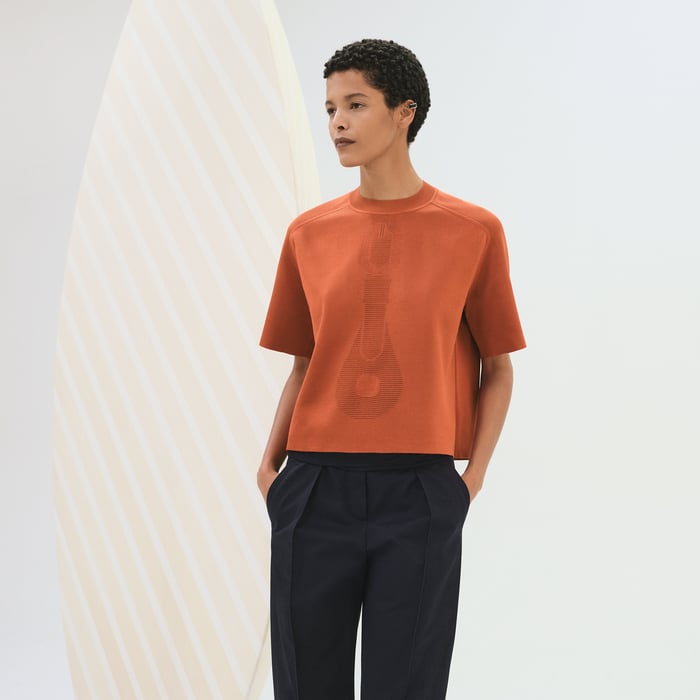 Marron Terracotta "Coaching" Short-sleeve Sweater