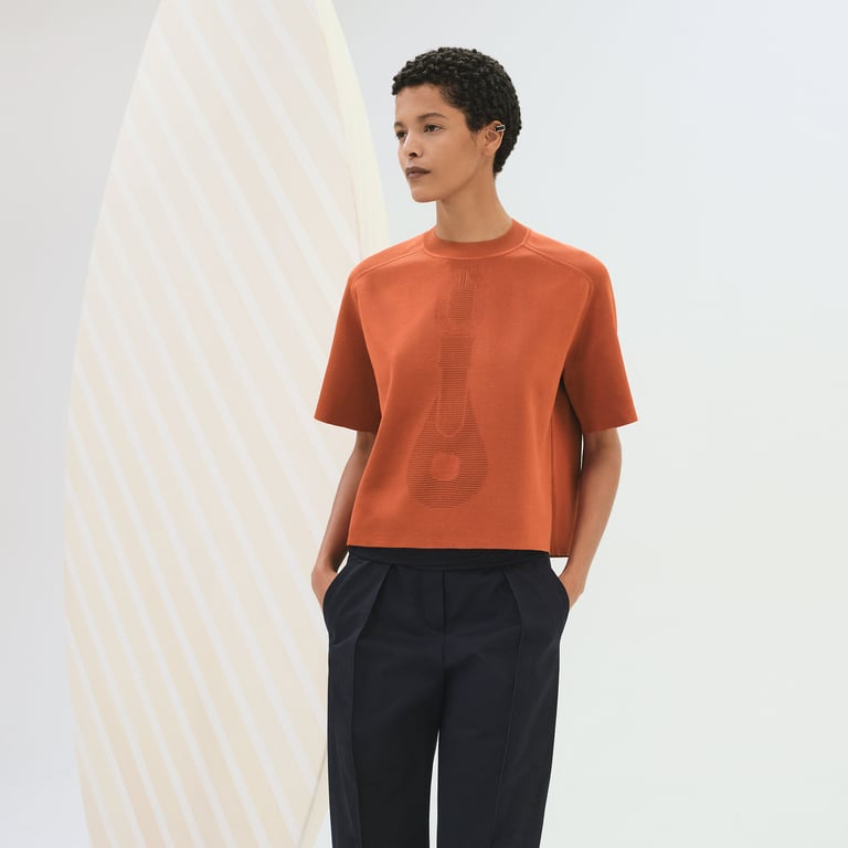"Coaching" short-sleeve sweater