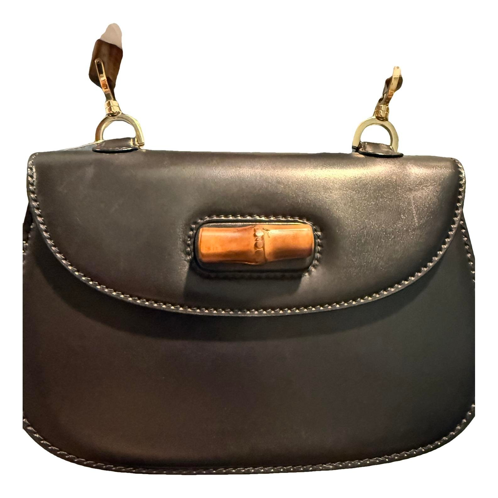 Convertible Bamboo Top Handle leather handbag