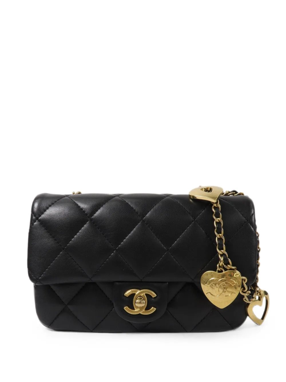 Mini Flap CC heart-charm quilted shoulder bag