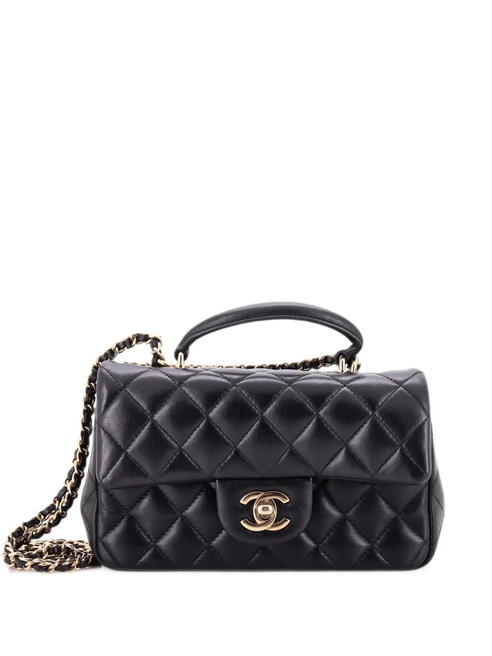Classic Single Flap Top Handle Bag Quilted Lambskin Mini shoulder bag