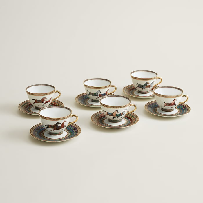 Sans Coloris Cheval D’orient Set Of 6 Tea Cups and Saucers (n°1 to 6)