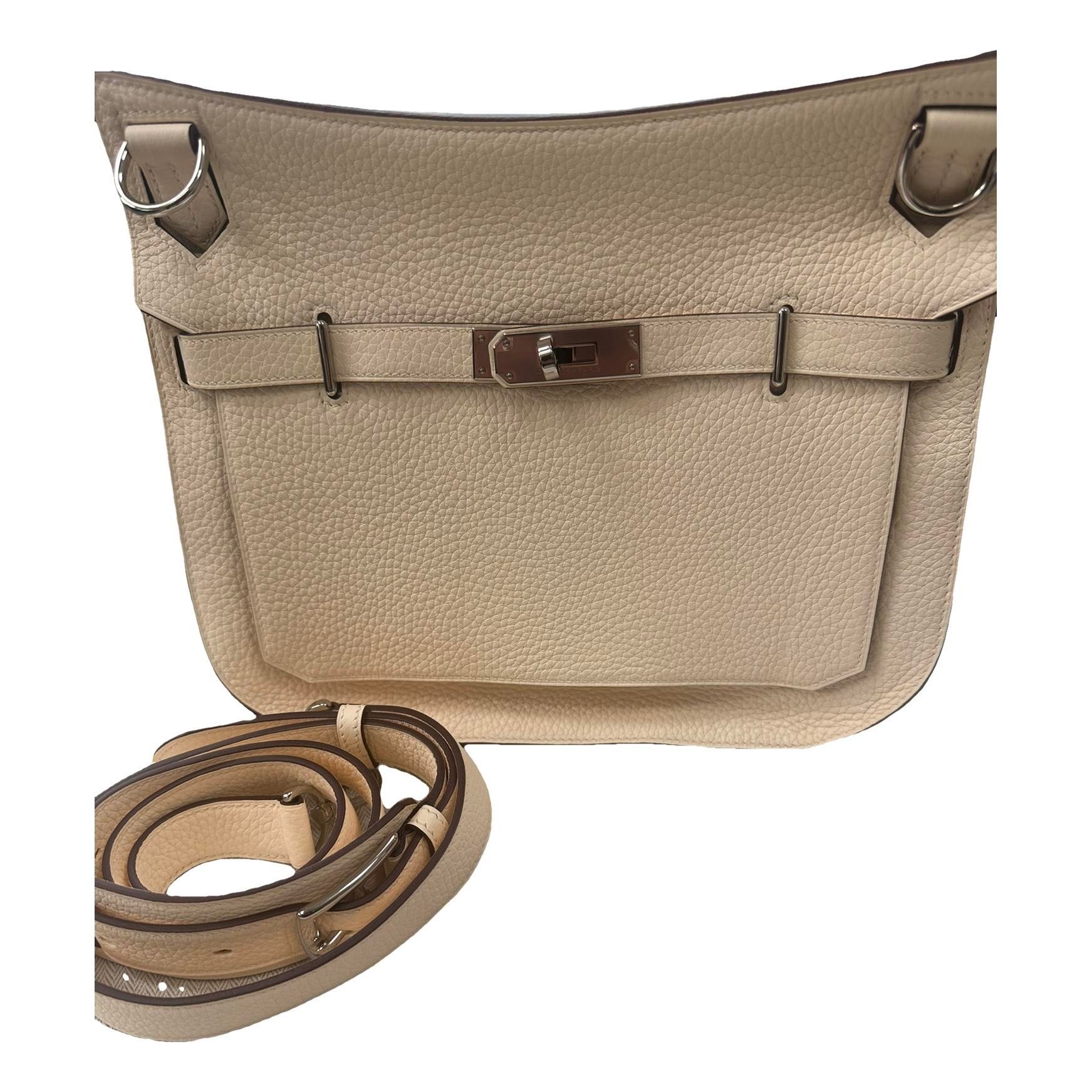 Hermes Jypsiere 28 Handbag White Clemence Leather