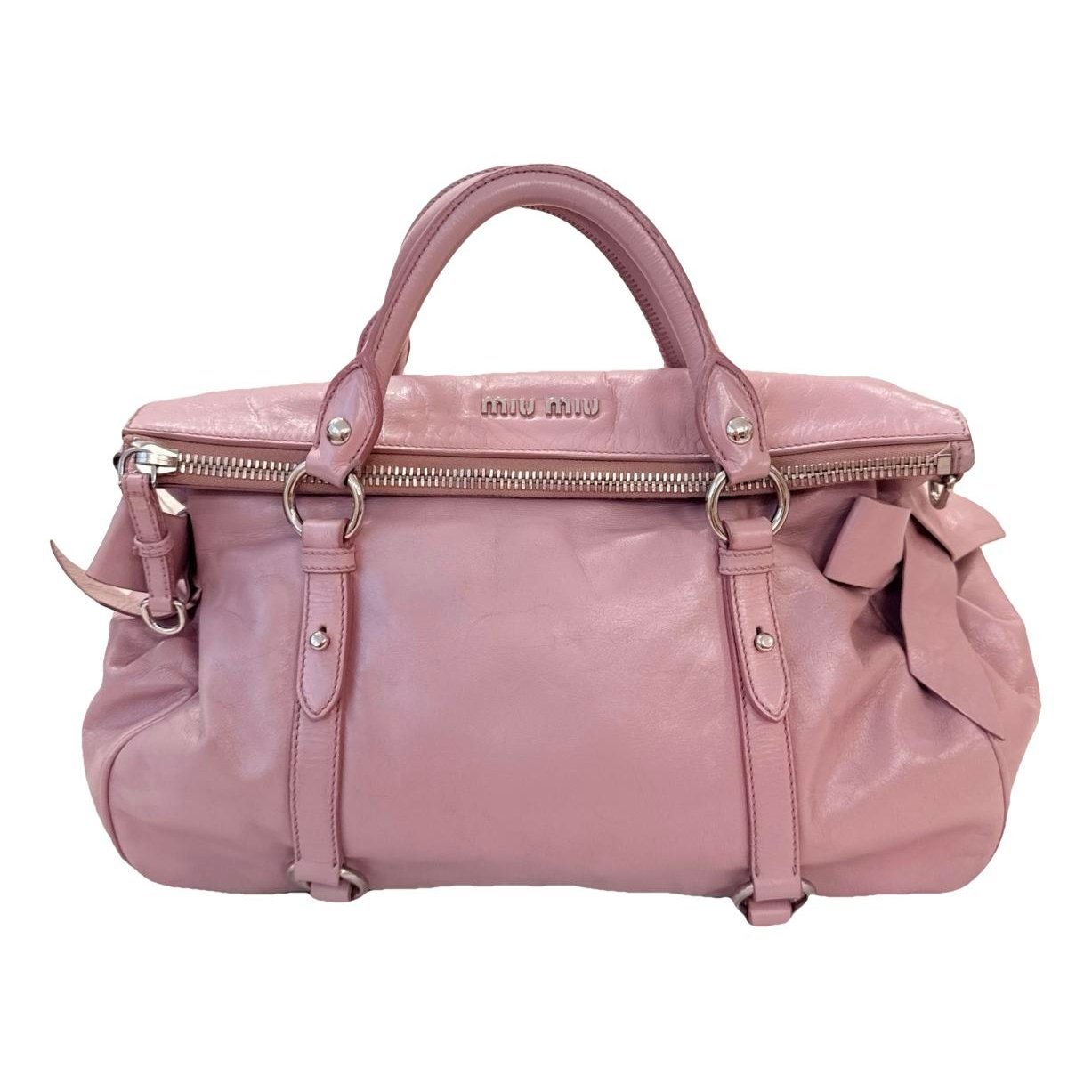 Bow bag leather handbag