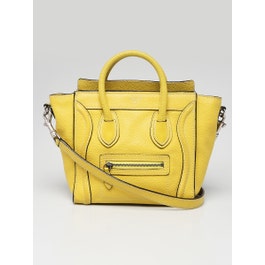 Celine Celine Yellow Drummed Leather Nano Luggage Tote Bag