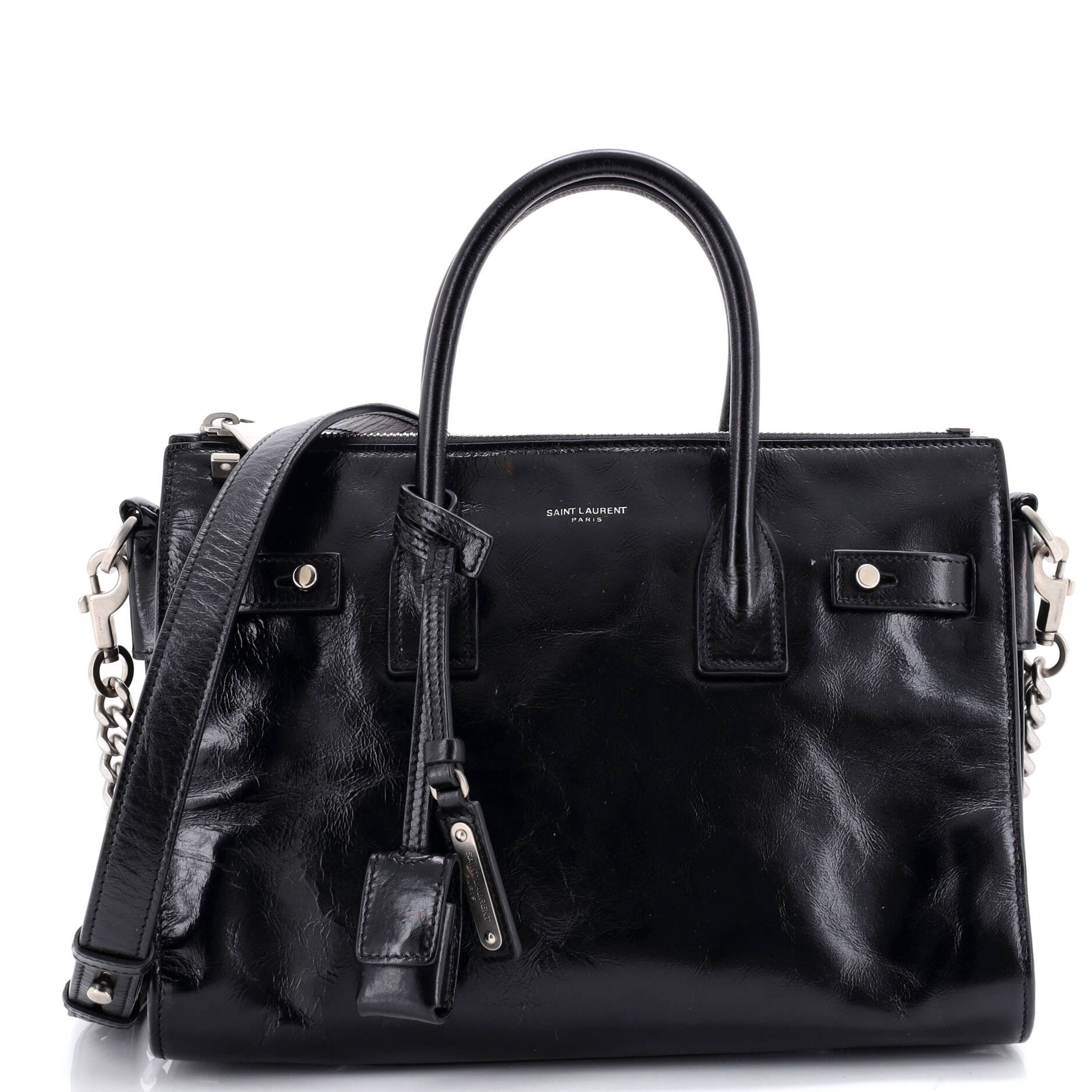 Saint Laurent Sac de Jour Souple Zip Tote Crinkled Glazed Leather Baby