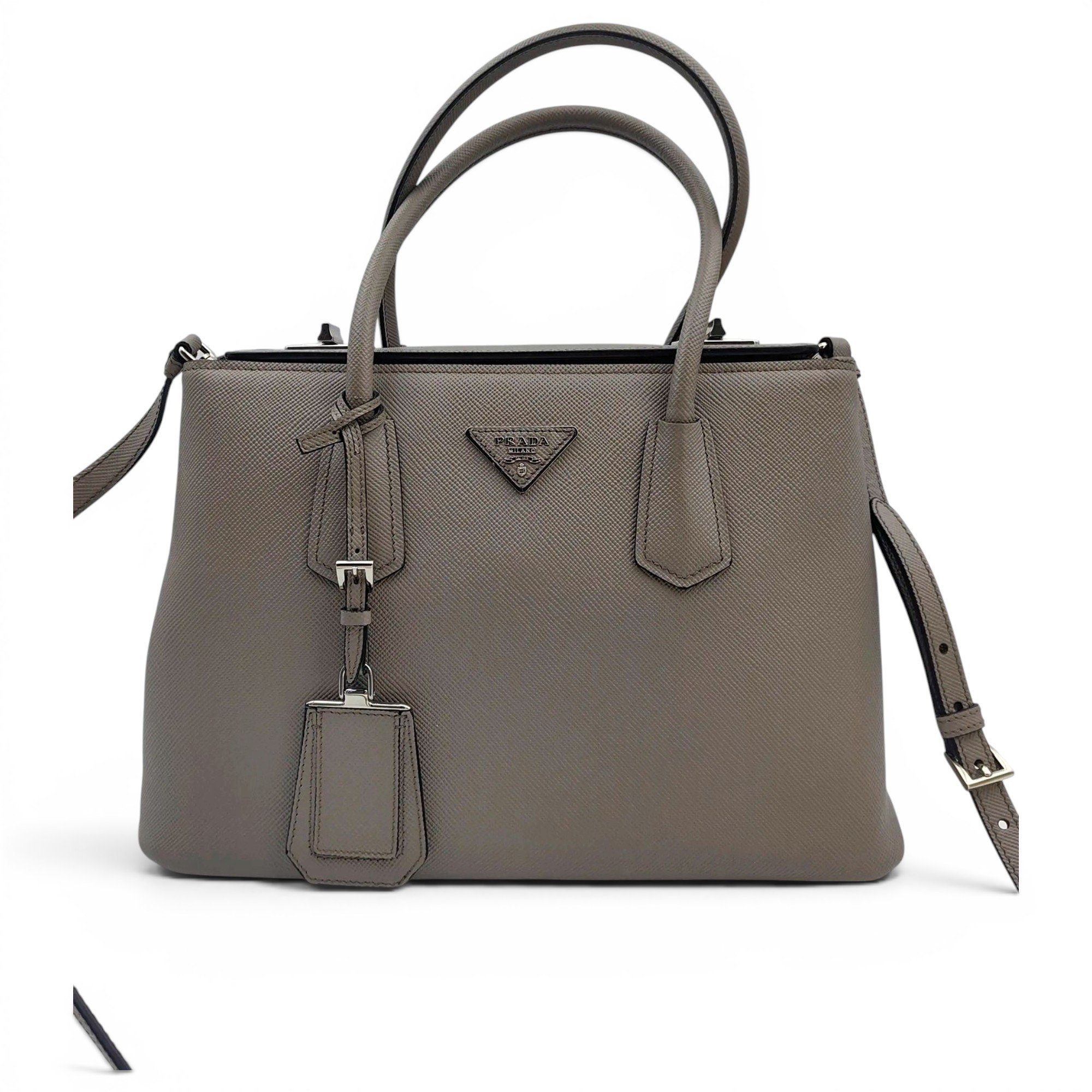 Double leather crossbody bag