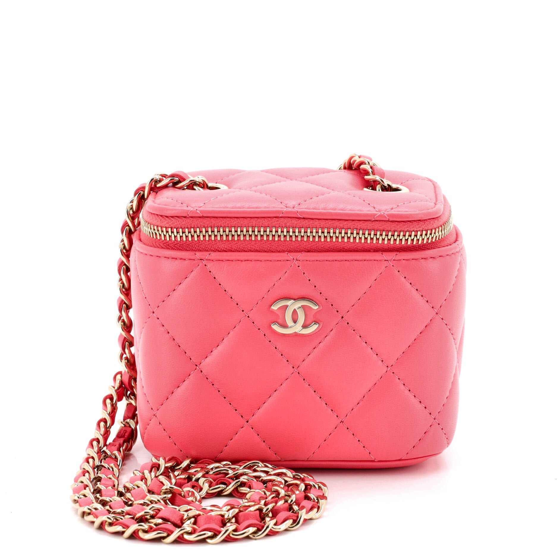 Classic Vanity Case with Chain Quilted Lambskin Mini