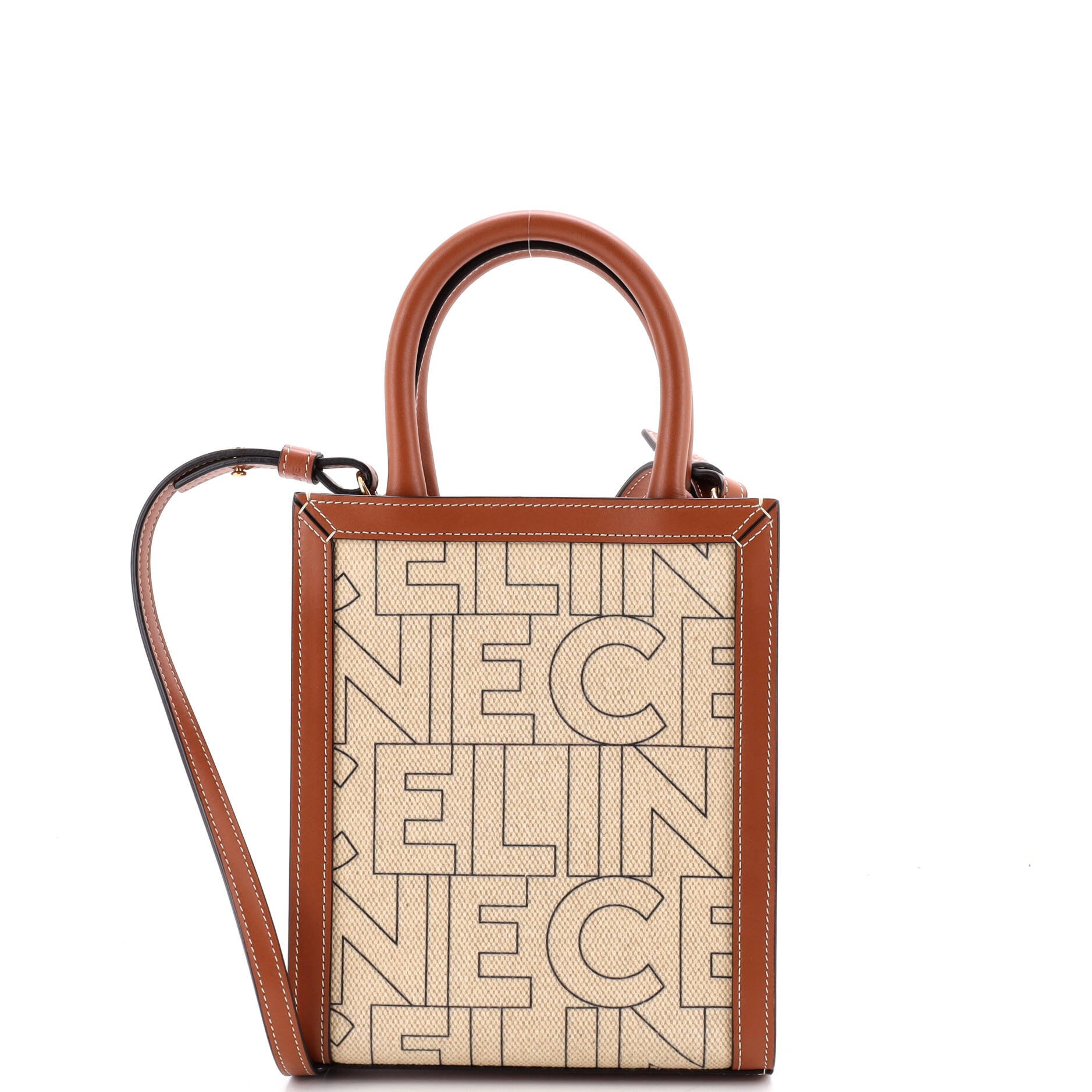 Vertical Cabas Tote Printed Canvas and Leather Mini