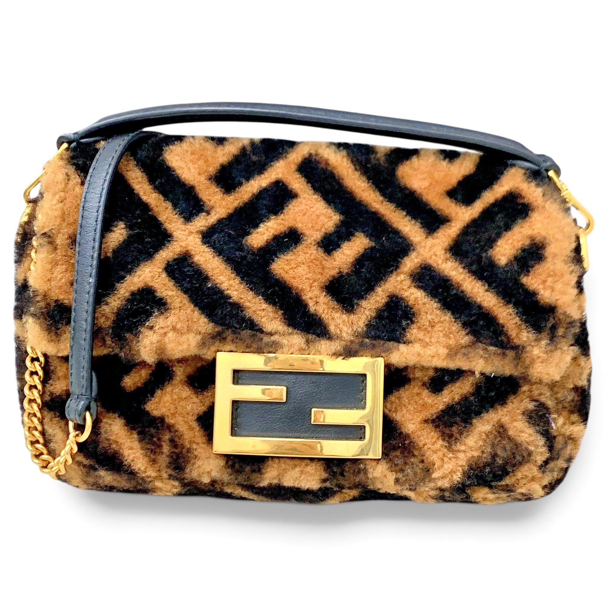 Baguette faux fur handbag