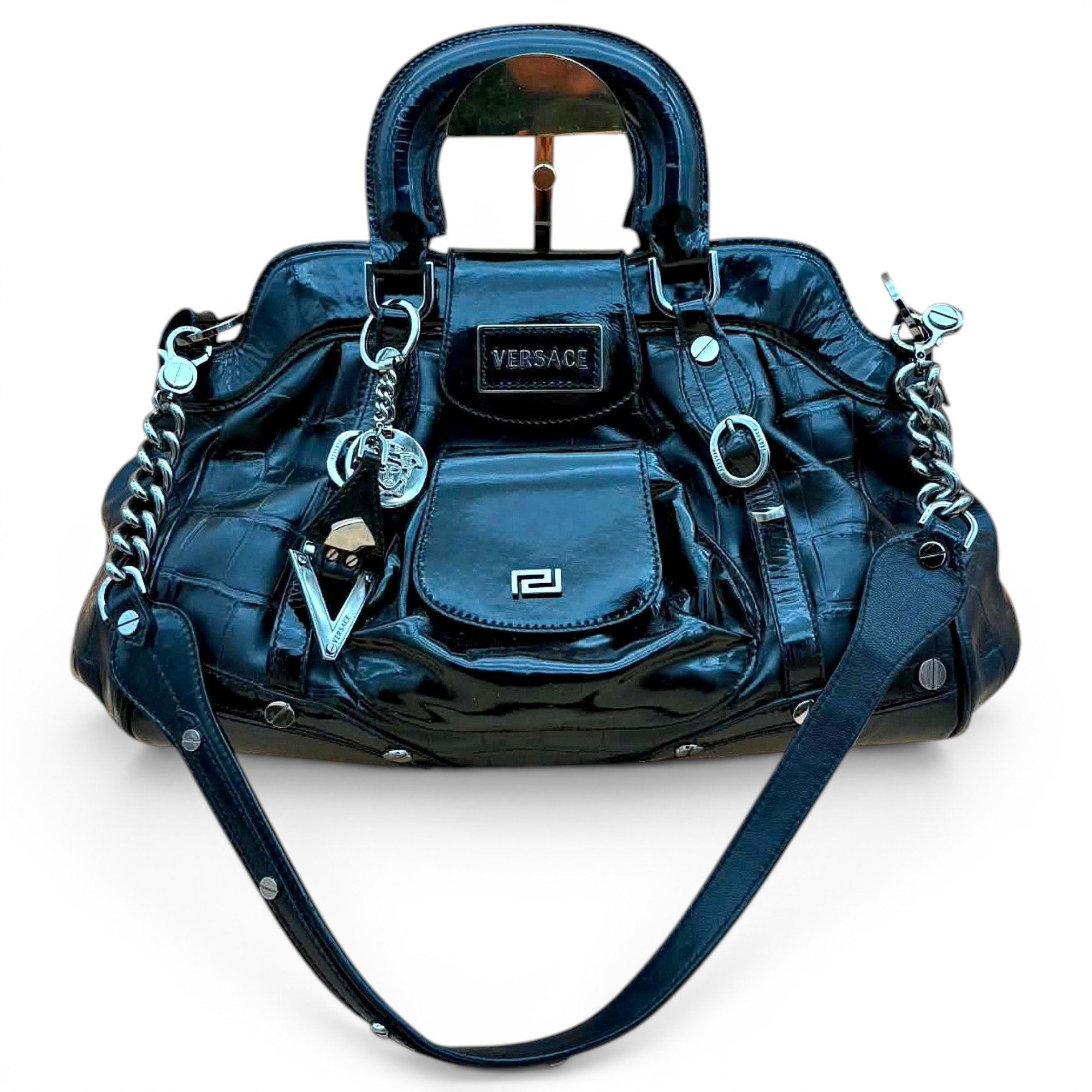 Patent leather handbag