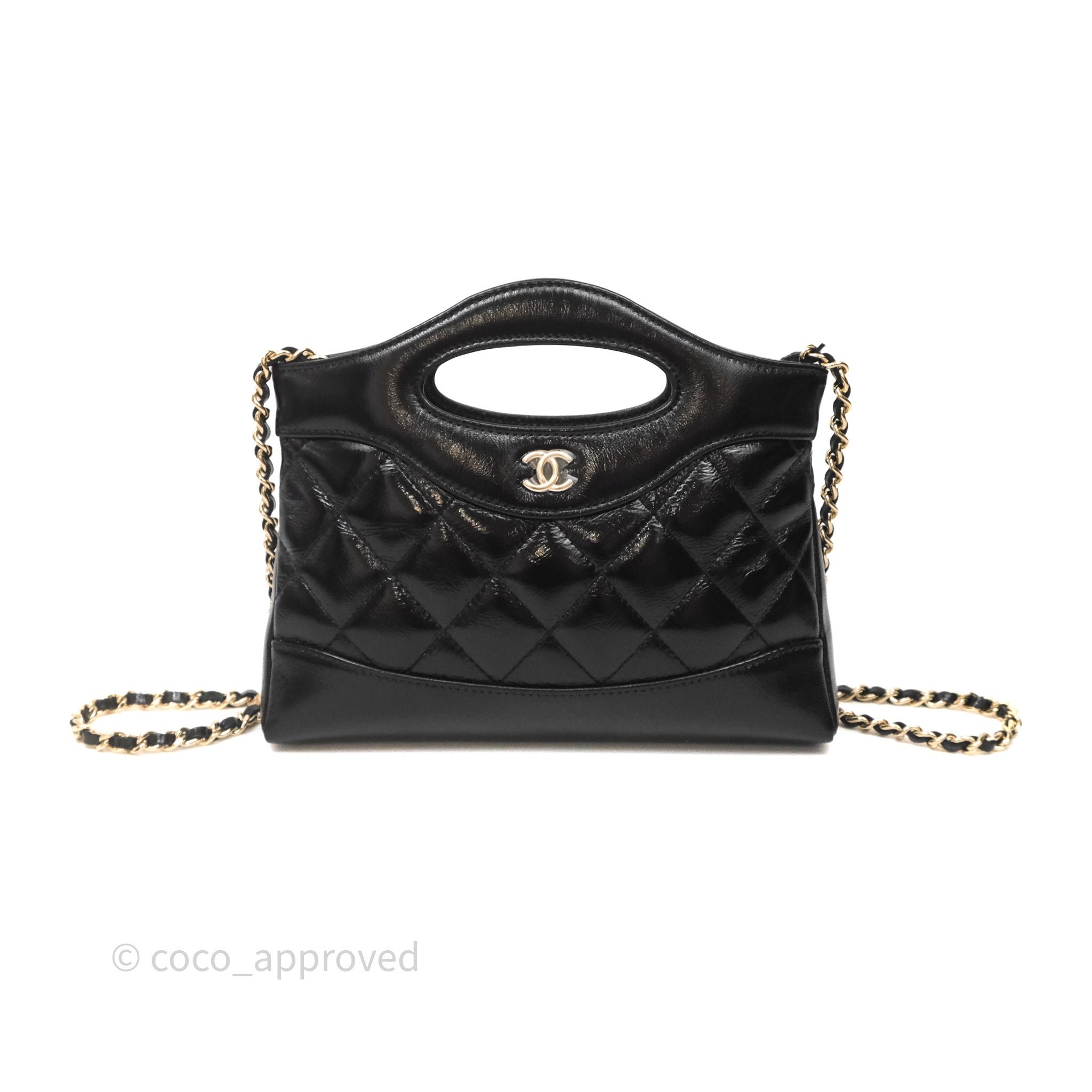 Chanel Nano 31 Black Shiny Lambskin Gold Hardware