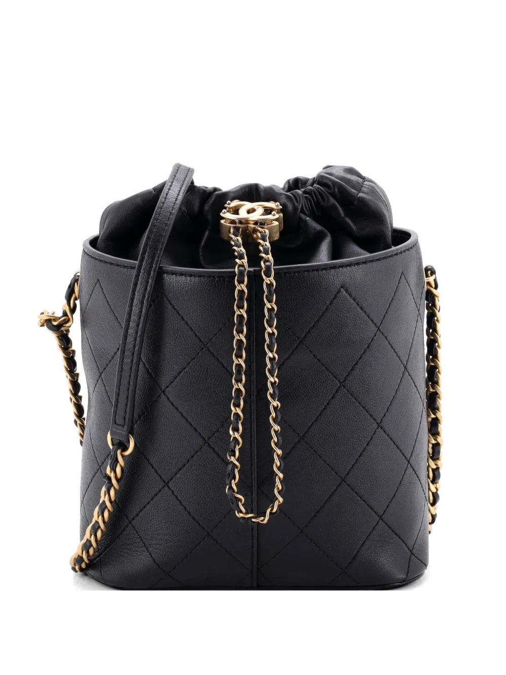 CC Drawstring Crossbody Bag Stitched Calfskin Medium bucket bag