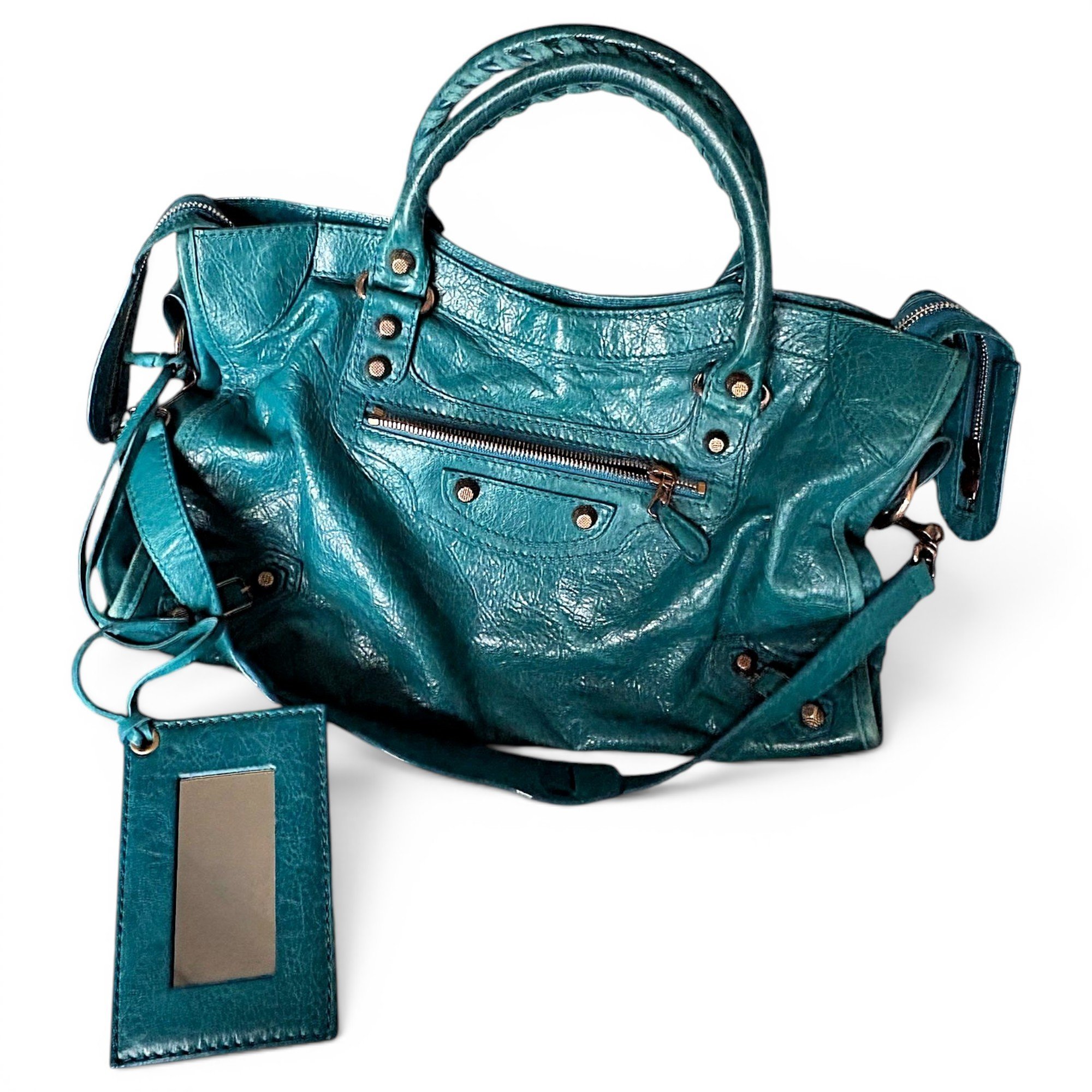 City leather handbag