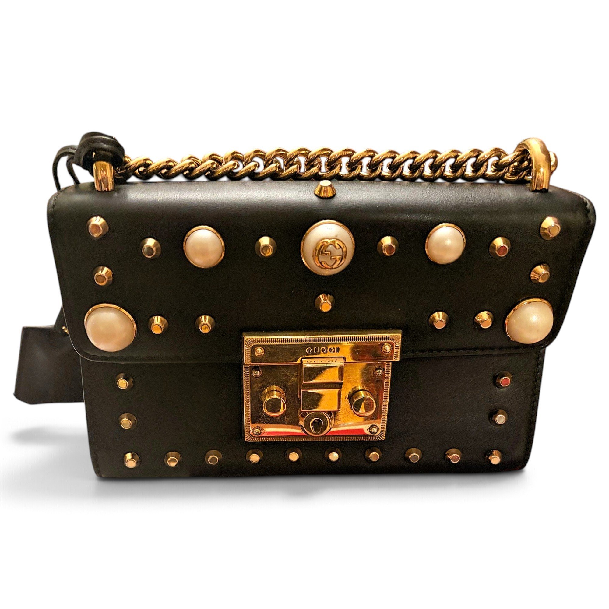 Padlock leather handbag