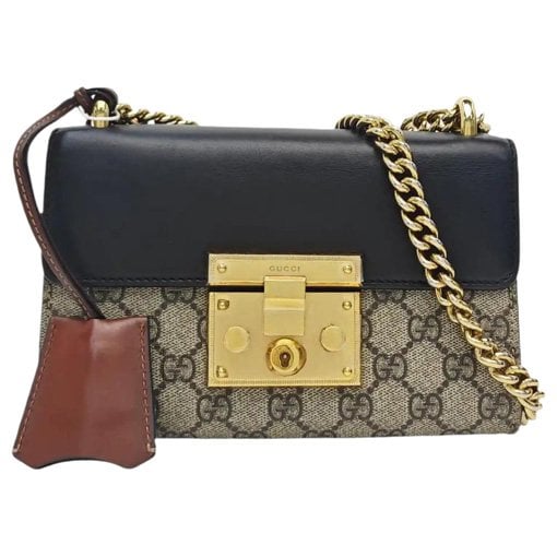 Padlock leather handbag
