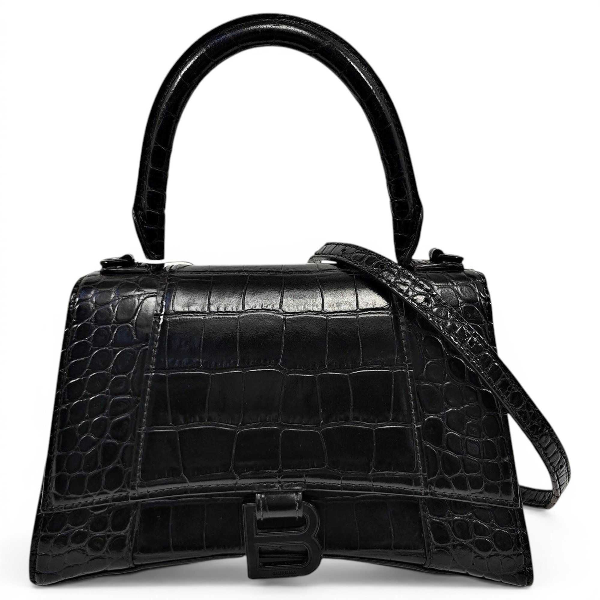 Hourglass leather handbag