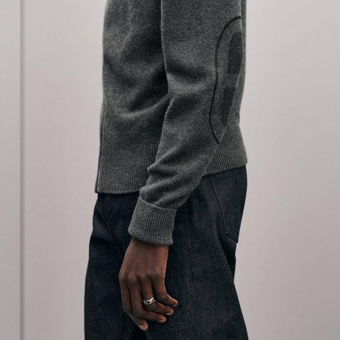Anthracite "Maillon Chaine d'Ancre" Zipped Cashmere Jacket