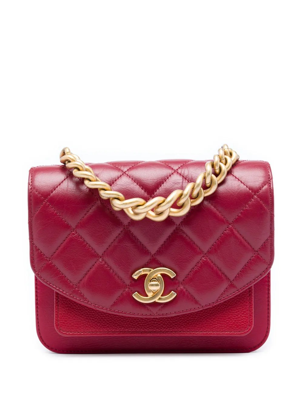 2019 Mini Quilted Calfskin and Caviar Chain Handle Flap satchel