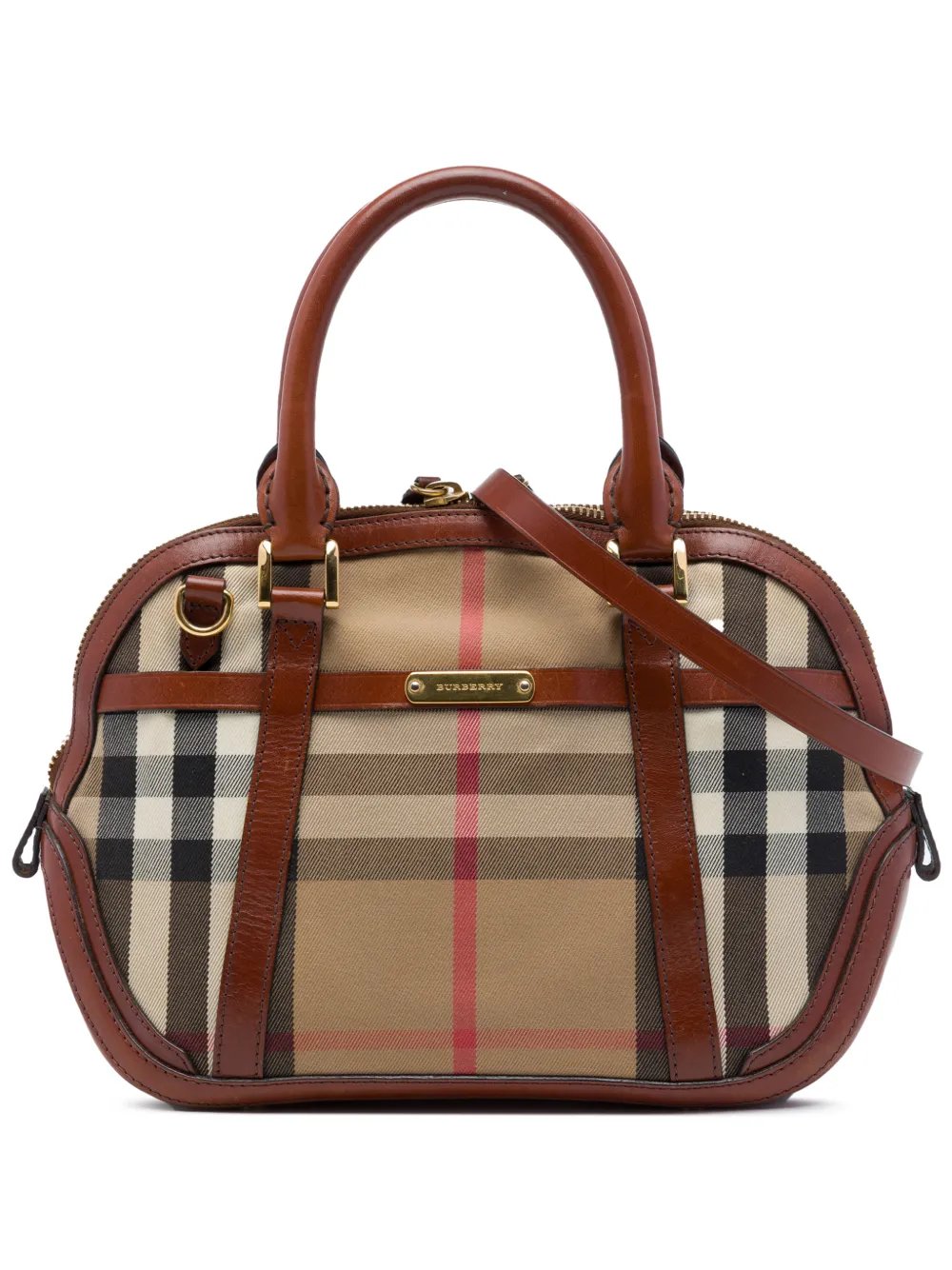 2000-2017 Small Leather Trimmed House Check Canvas Bridle Orchard satchel