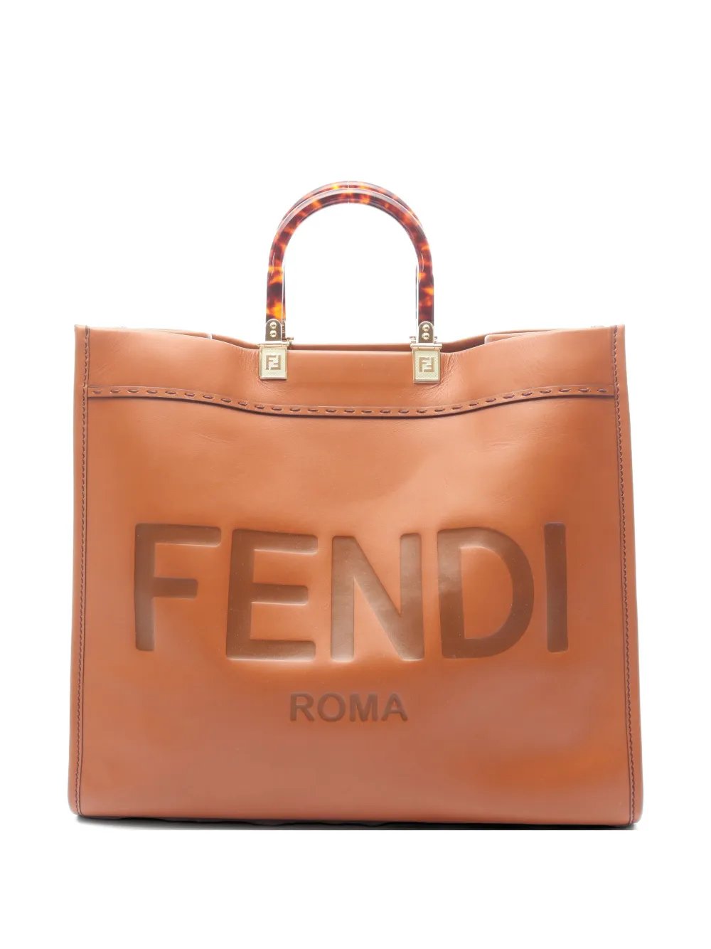 2010s large Sunshine logo-embossed leather tote bag