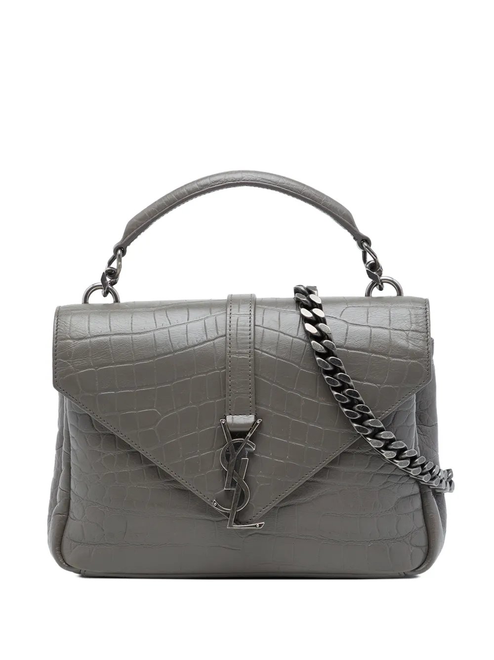 2016 Medium Croc Embossed Leather Monogram College satchel