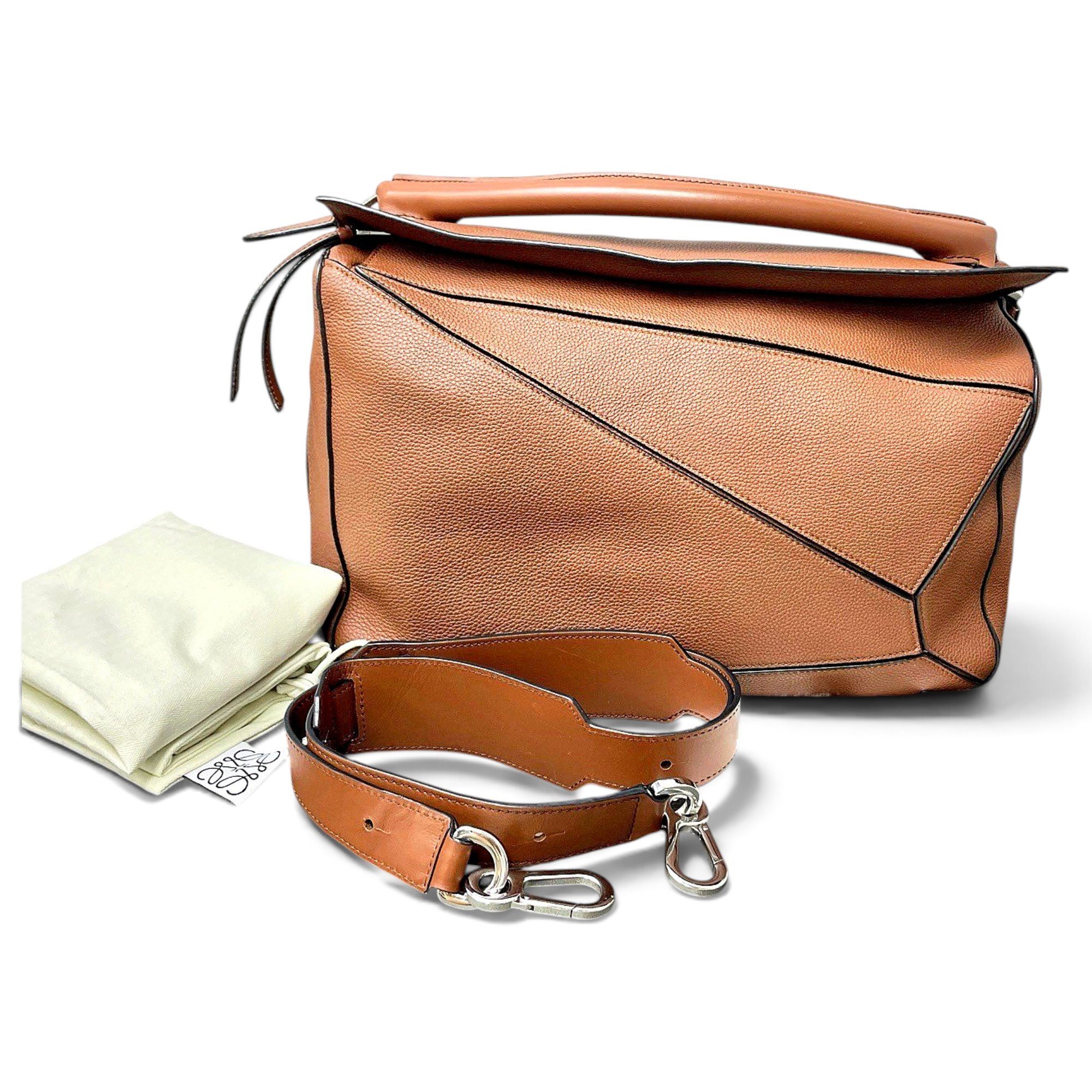 Puzzle leather handbag