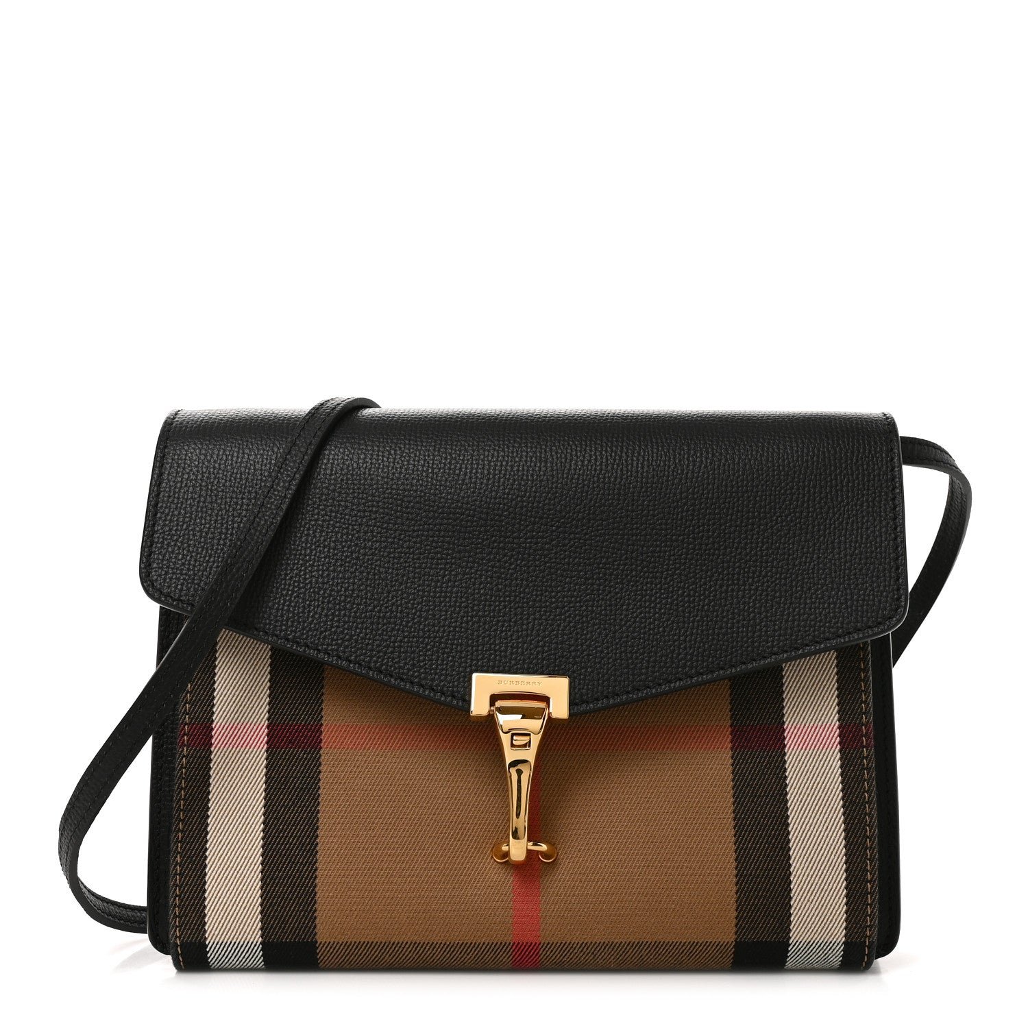 Burberry Derby Calfskin House Check Baby Macken Crossbody Bag Black