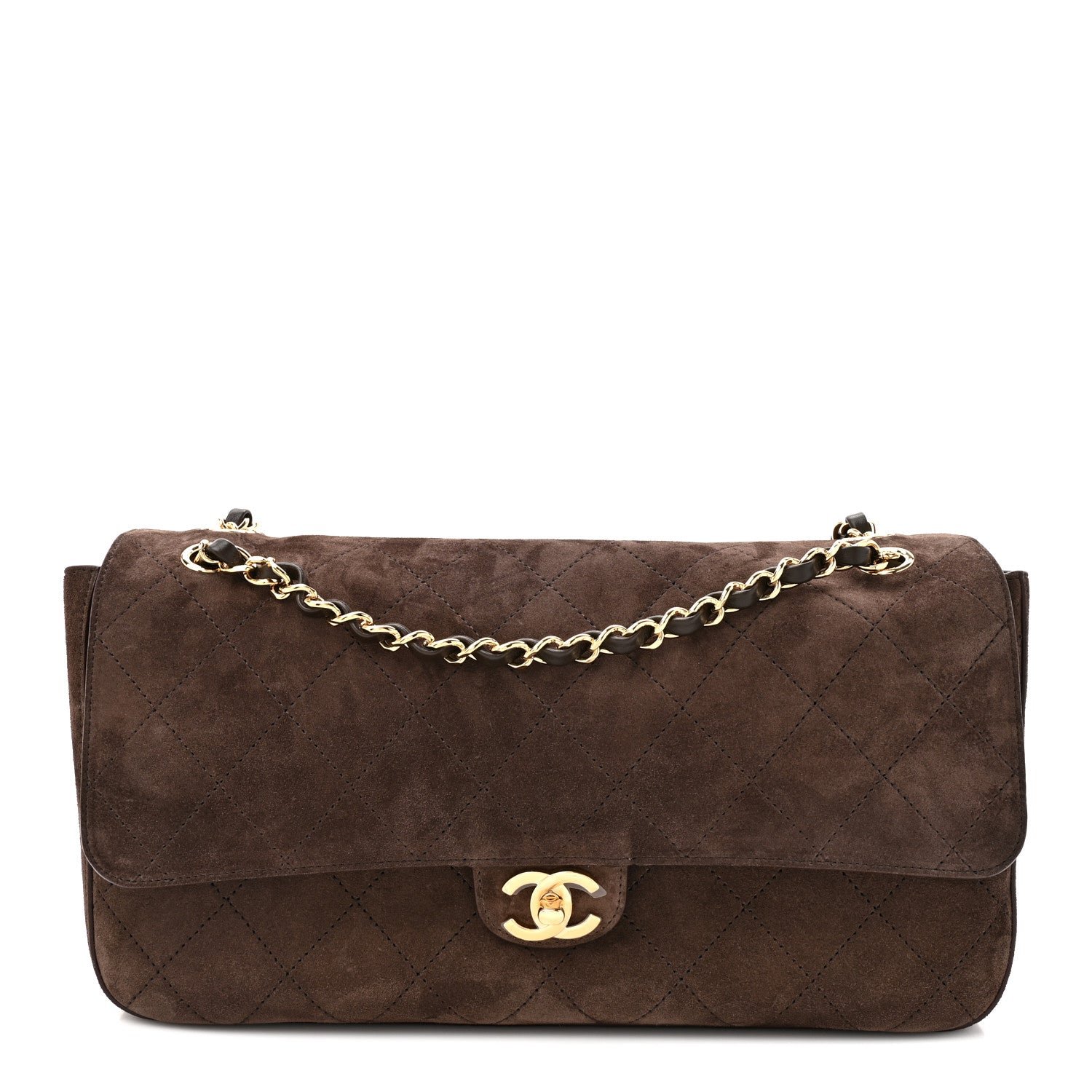 Chanel Suede Calfskin Small Souplissimo Maxi Flap Dark Brown