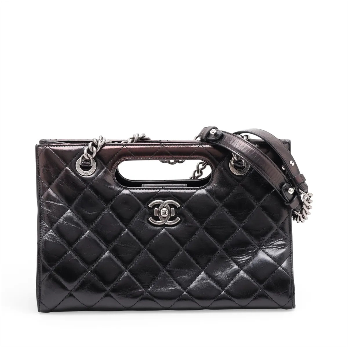 Chanel Matelasse Leather 2 Way Shoulder Bag Black Gunmetal Fittings 23XXXXXX