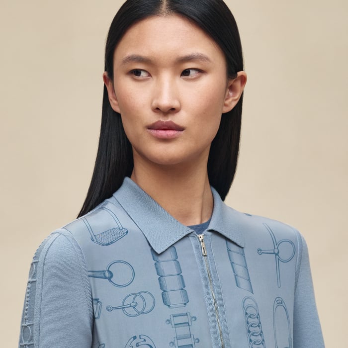 Bleu Adriatique "Cahier Du Colporteur" Zipped Twillaine Cardigan