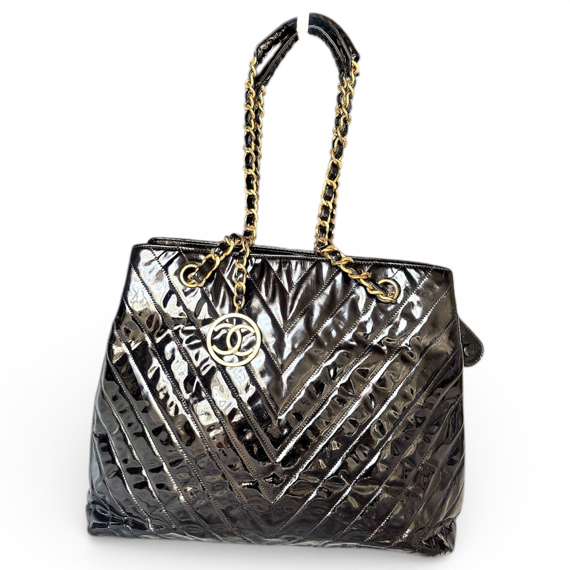 Patent leather tote