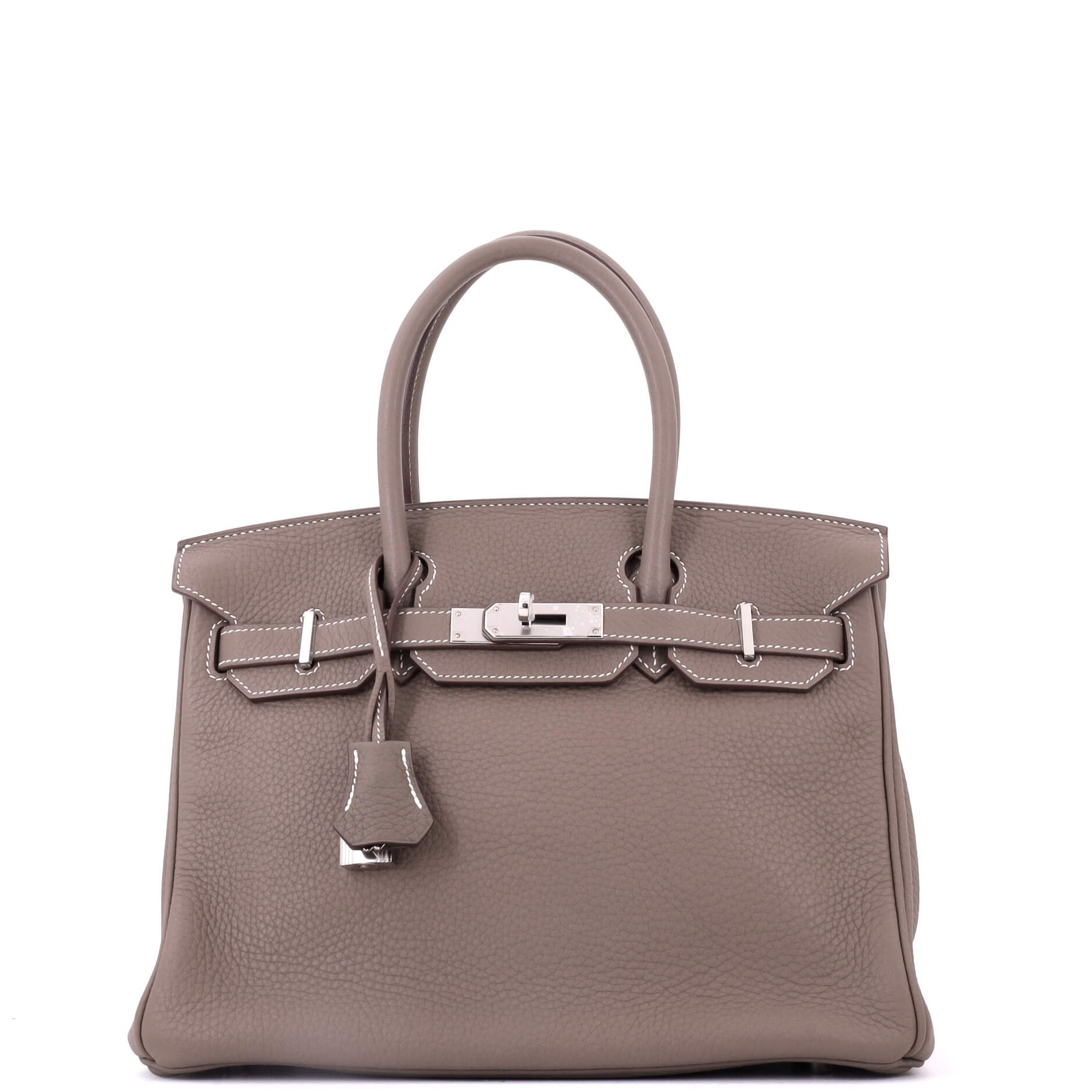 Birkin Handbag Grey Clemence with Palladium Hardware 30