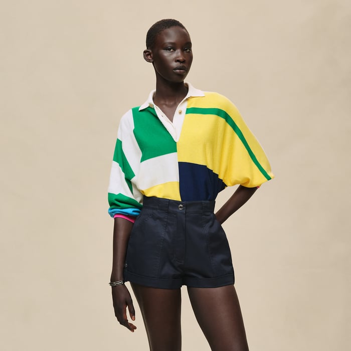 Bleu Noir Cotton Twill Shorts