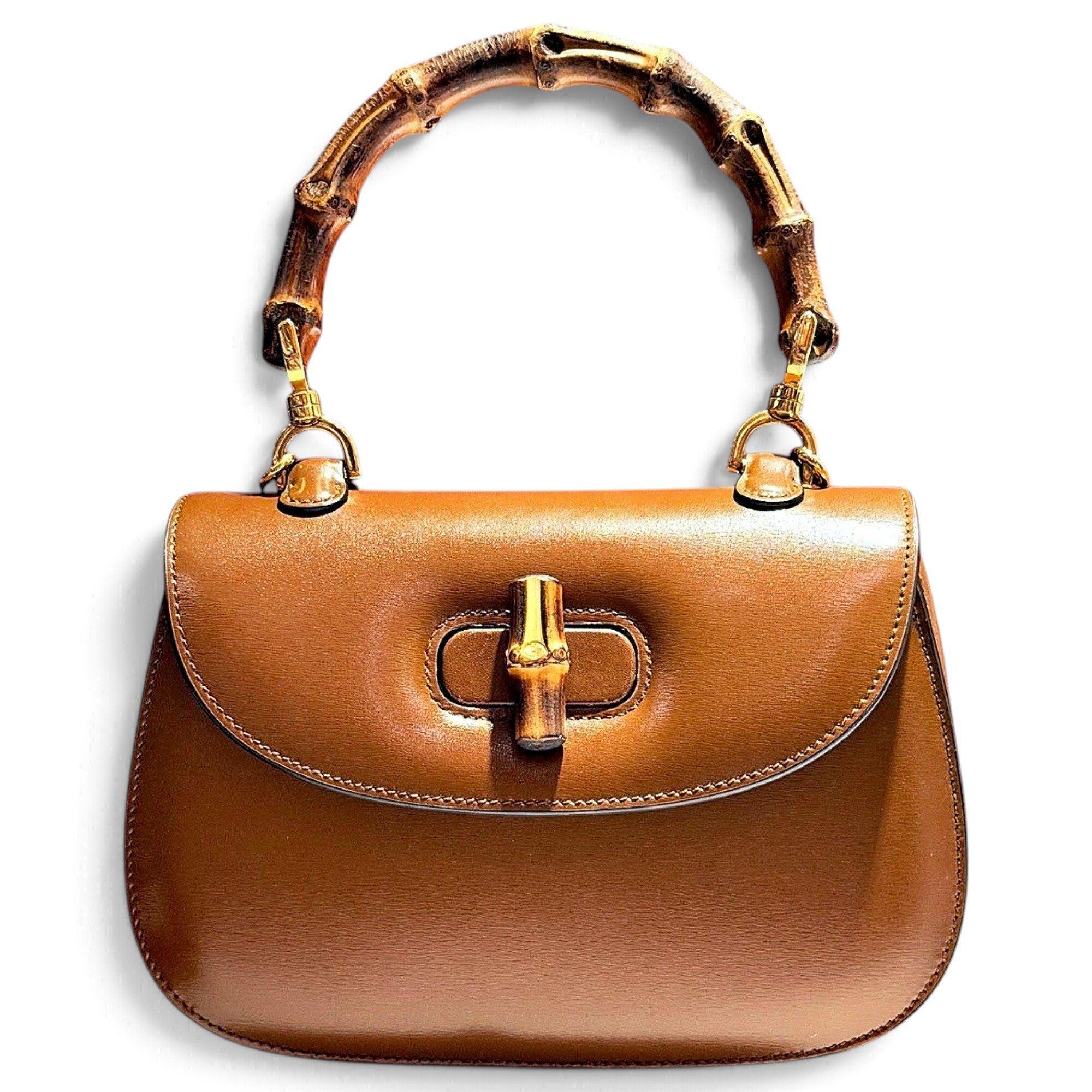 Convertible Bamboo Top Handle leather handbag