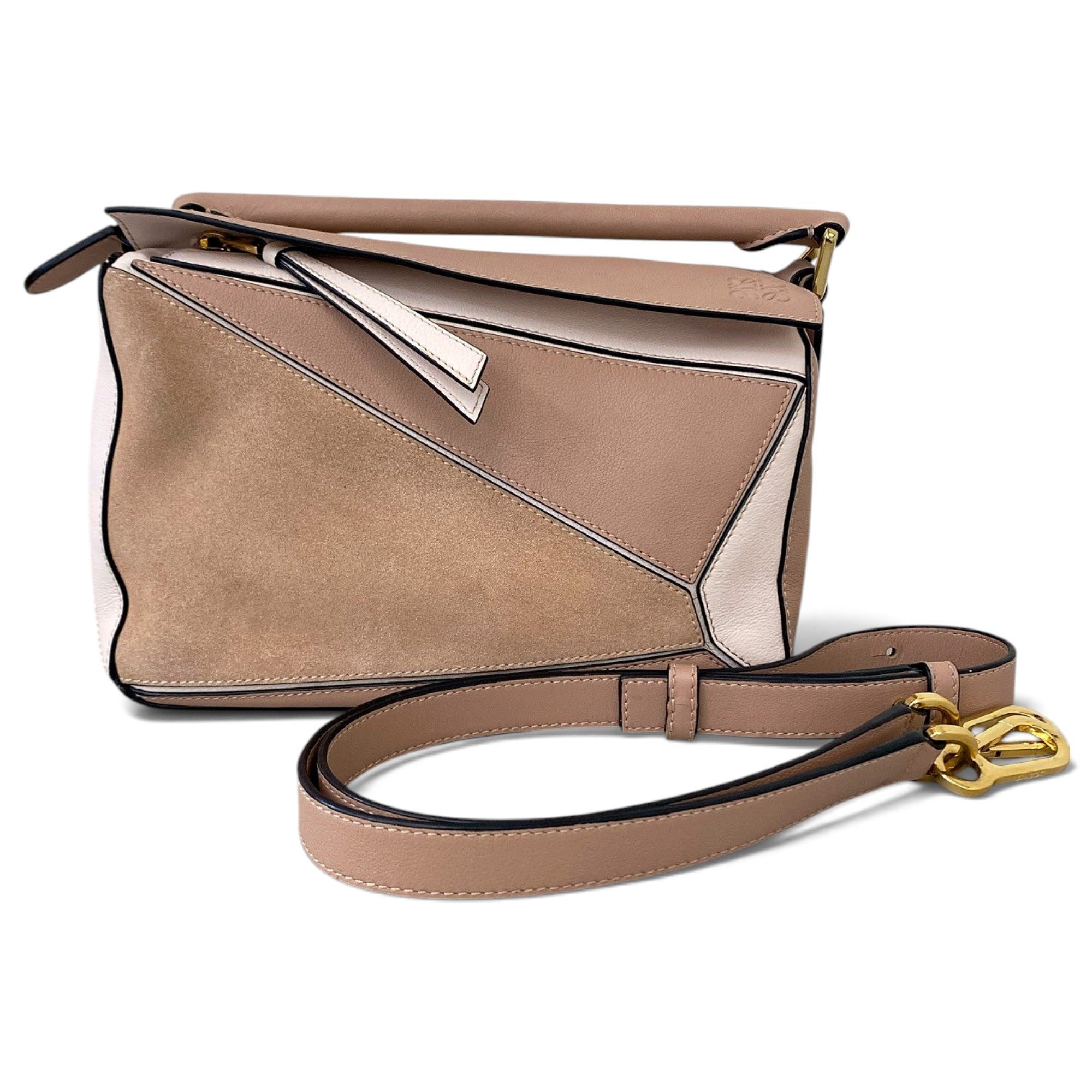 Puzzle leather handbag