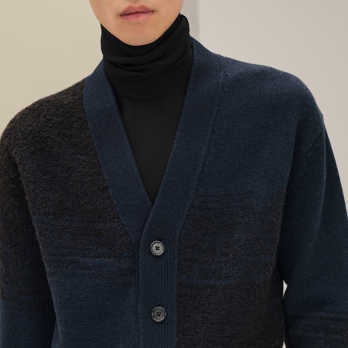 Marine "Bouclette Ombree" Buttoned Cardigan