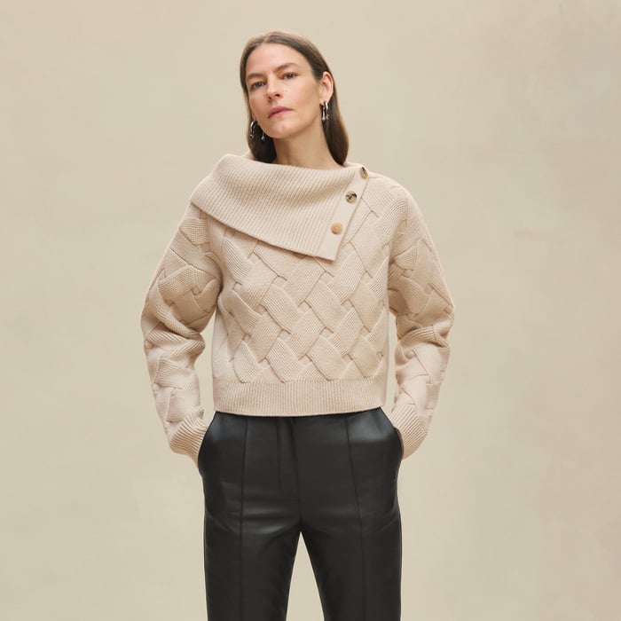 Beige Naturel Cashmere Long-sleeve Sweater