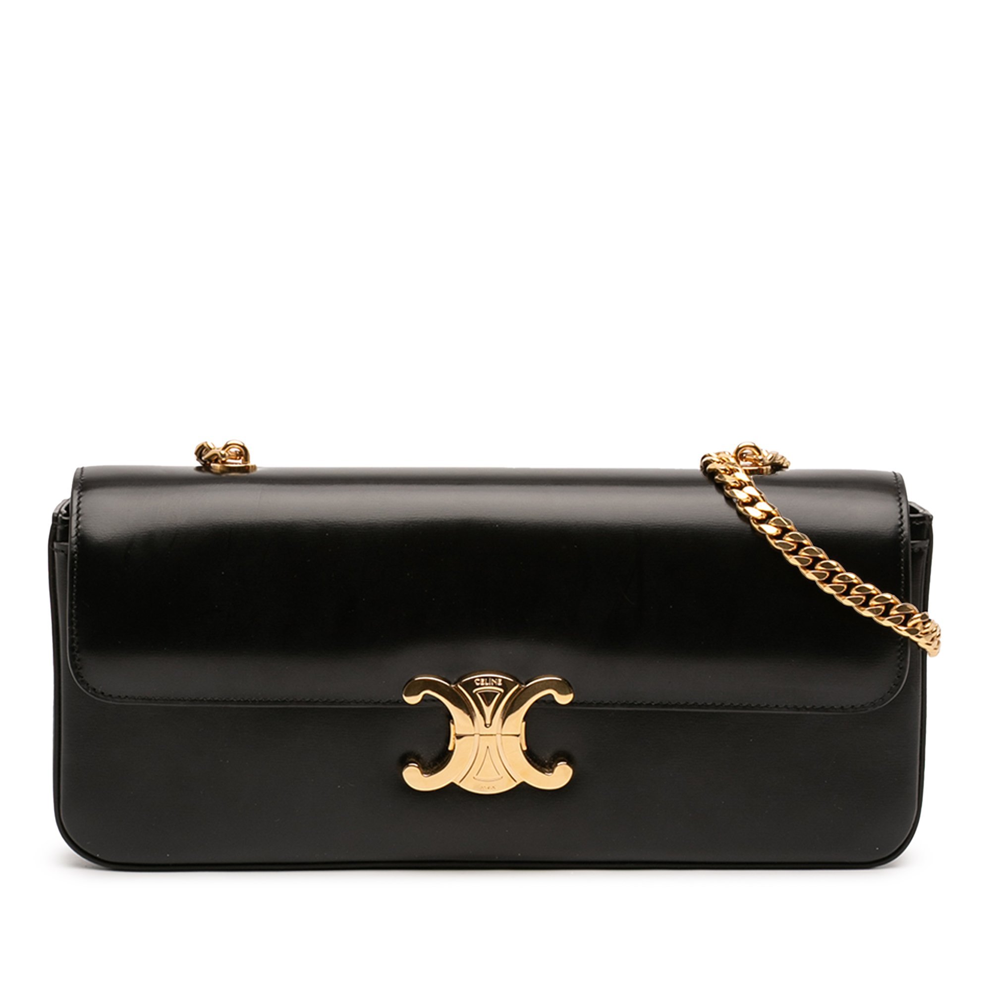 Triomphe chain leather handbag