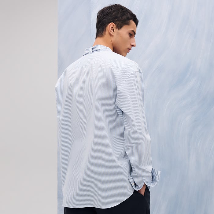 Bleu "Doubles Rayures Serties" Boxy Fit Shirt