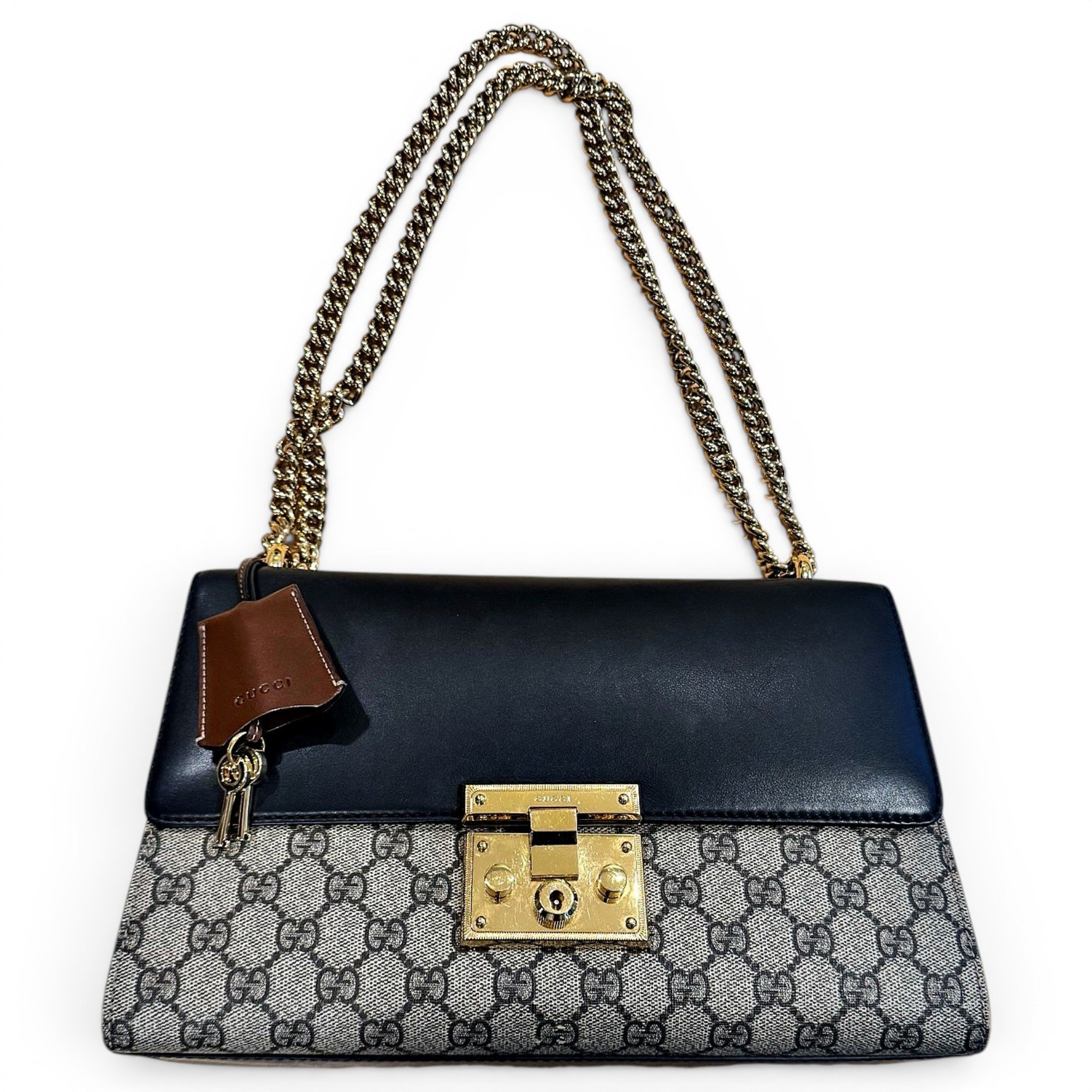 Padlock leather handbag