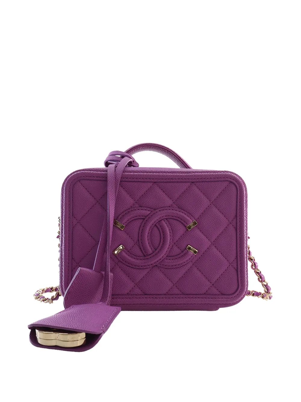 2019 Small Caviar CC Filigree Vanity Case satchel