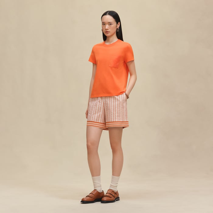 Orange Pop Embroidered Pocket T-shirt