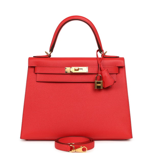 Hermes Kelly Sellier 28 Rouge Tomate Epsom Gold Hardware