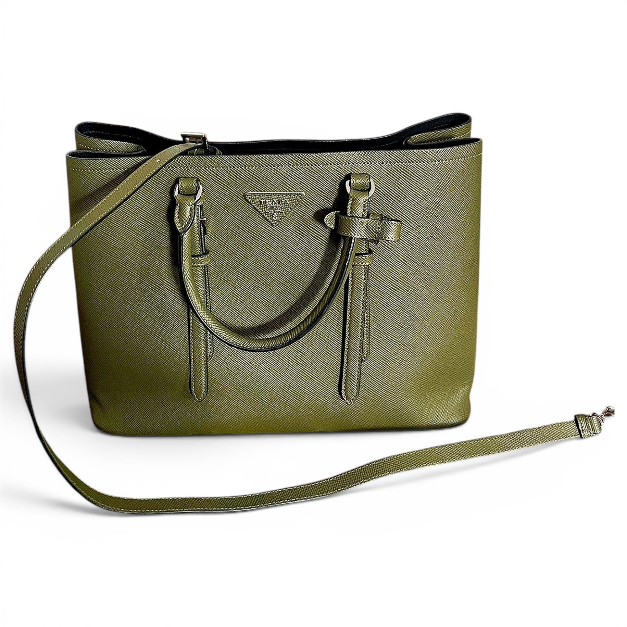 Double leather handbag