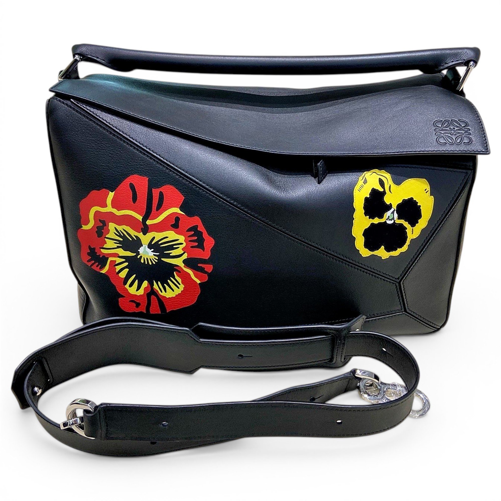 Puzzle leather handbag