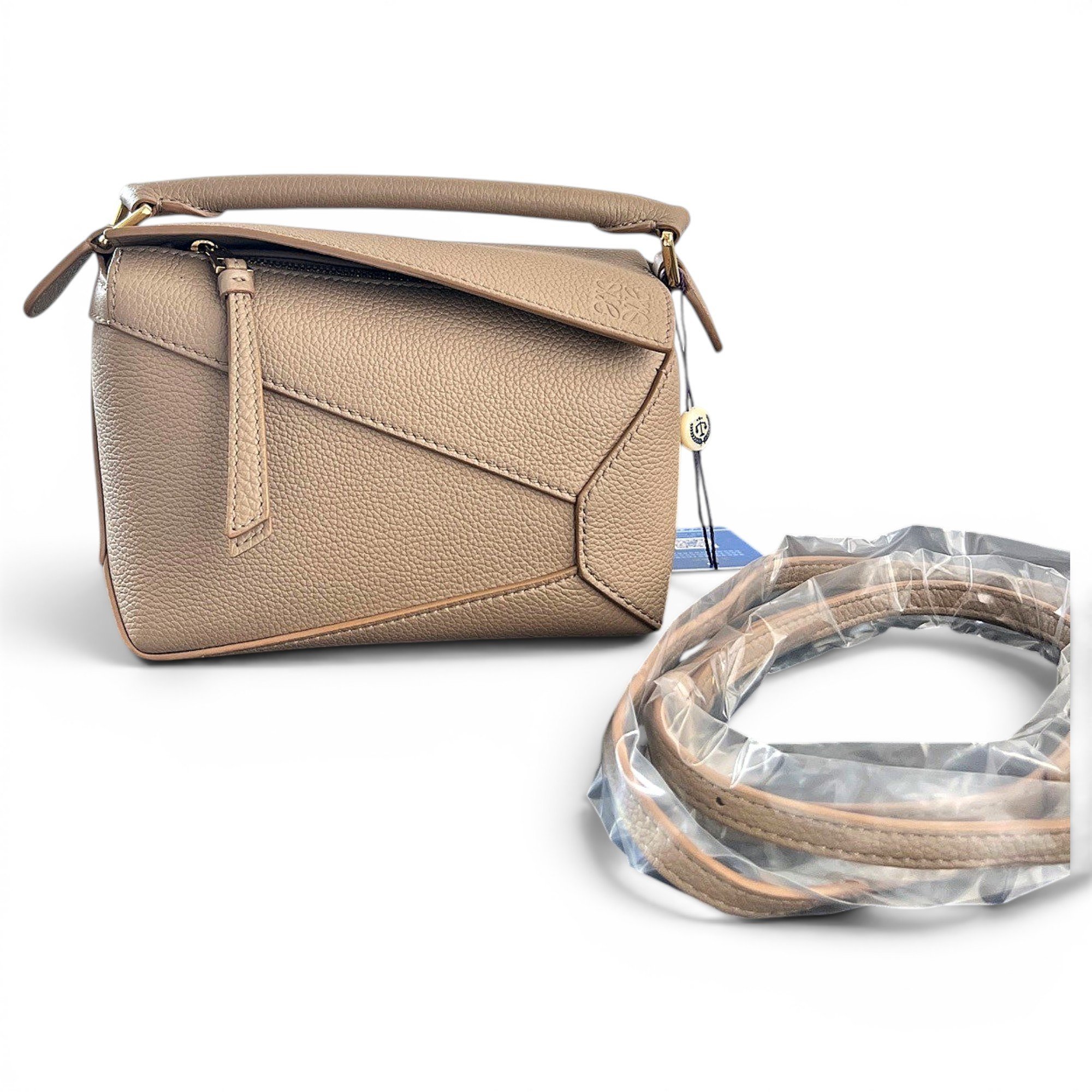 Puzzle leather handbag