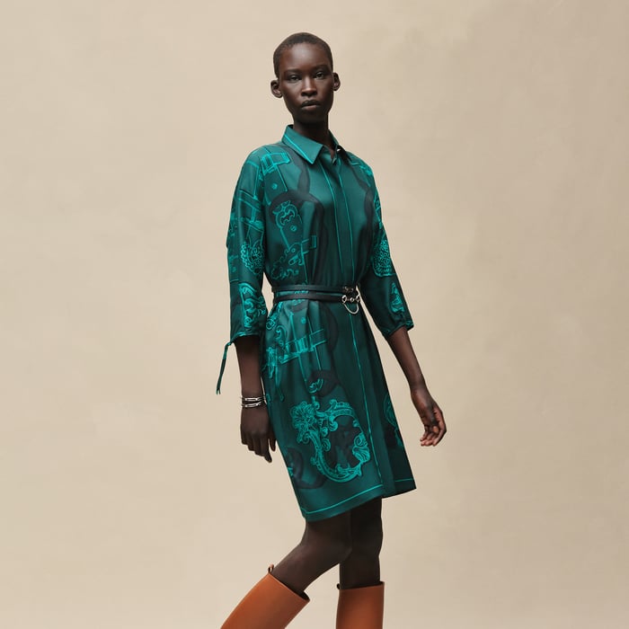 Vert Pin "Ferronnerie Remix" Shirt Dress