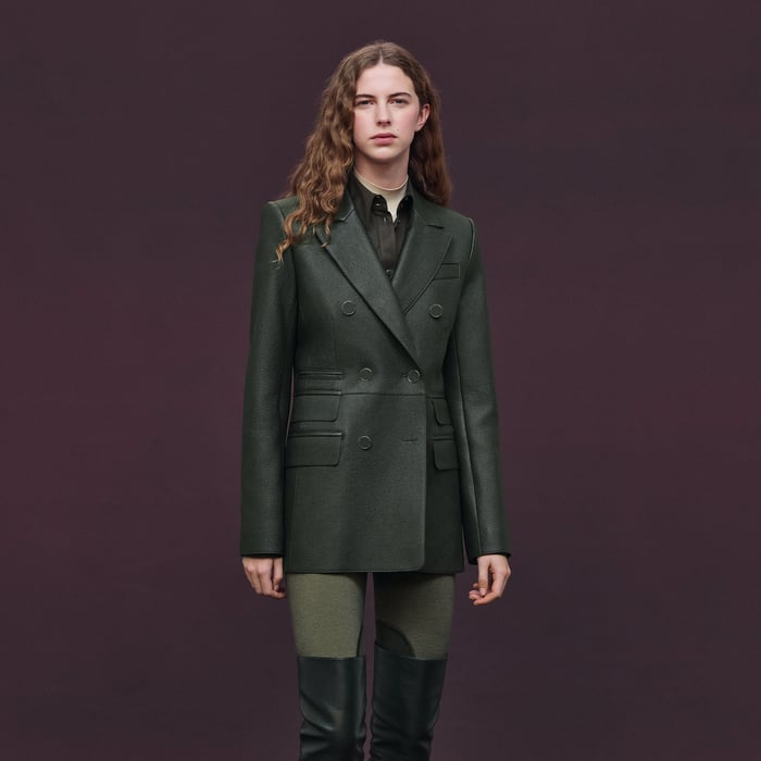 Vert Anglais Wrap Leather Suit Jacket