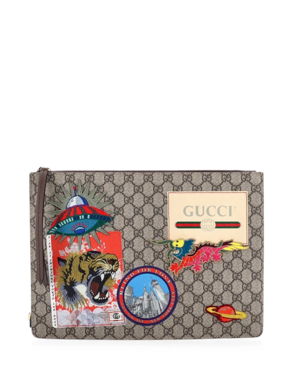 Courrier Messenger Bag GG Coated Canvas with Applique crossbody bag